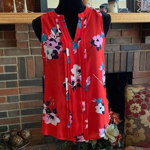 Red tropical sleeveless top, Sz small